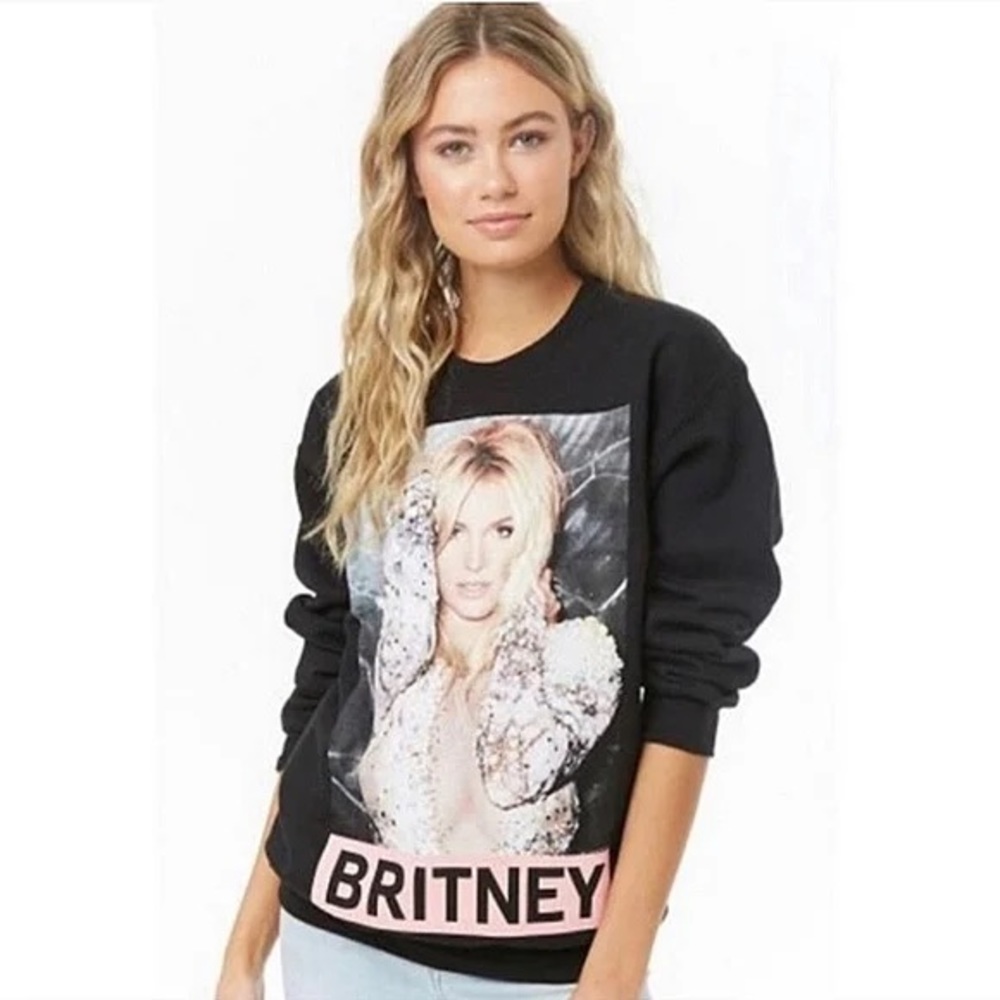 Britney Spears Graphic Pullover Crewneck Long-Sleeve Sweater - S